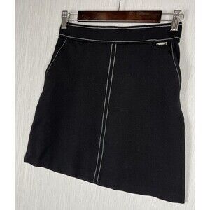 Minimalist Tahari Black Ponte Mini Skirt Contrast Stitching XS Officewear